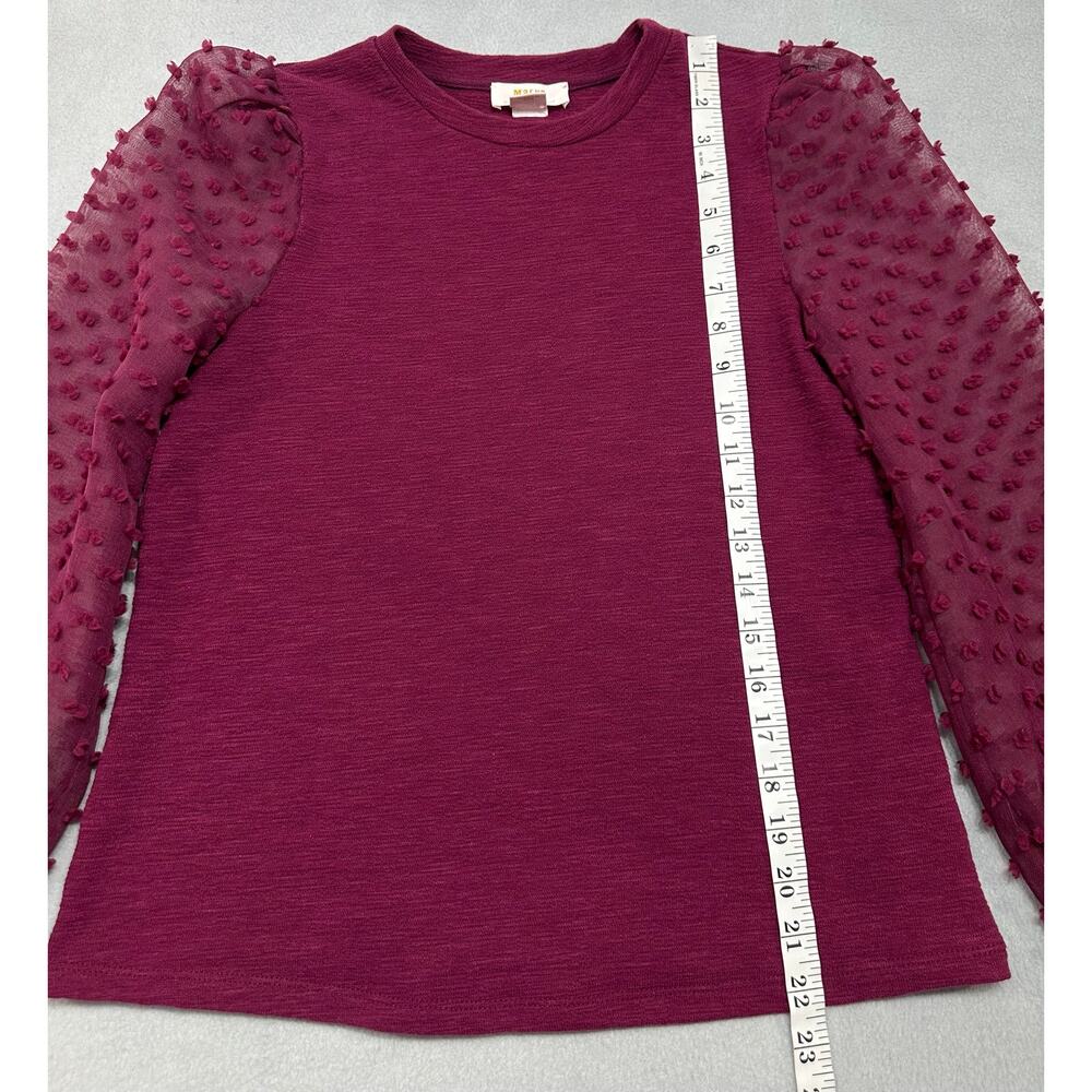 Maeve Anthropologie Plum Swiss Dot Puff Sleeve Textured Top XXS - Picture 7 of 9